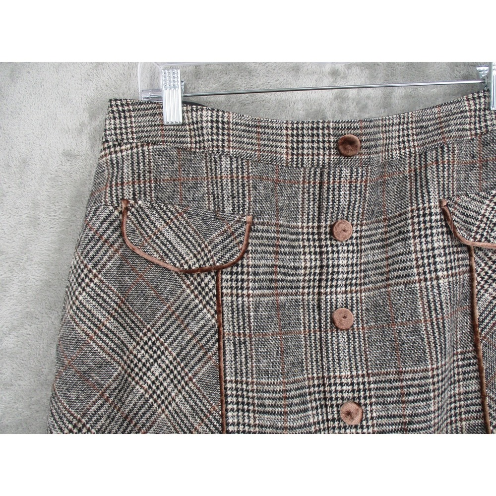 Bagatelle Collection Skirt Womens Large Plaid Velvet Trim Preppy Academia Zip - Picture 3 of 11